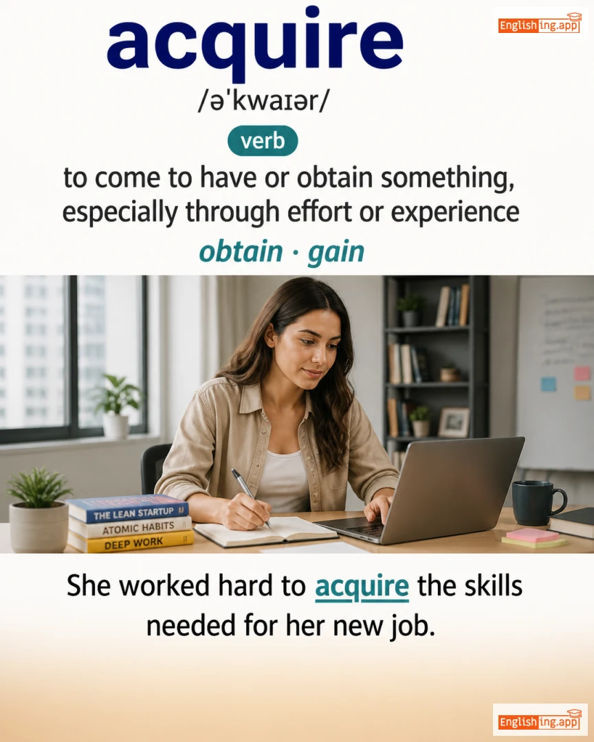 Acquire: English vocabulary meaning and example