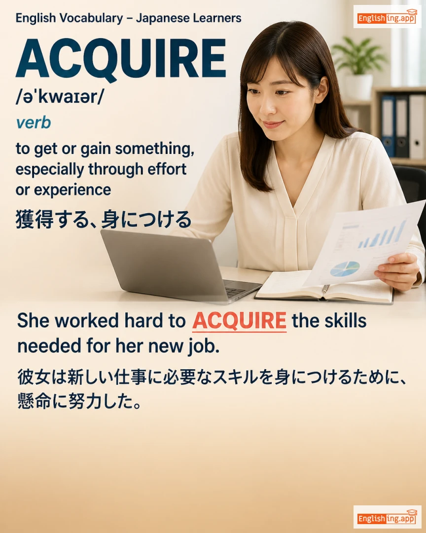 Acquire: English vocabulary meaning and example