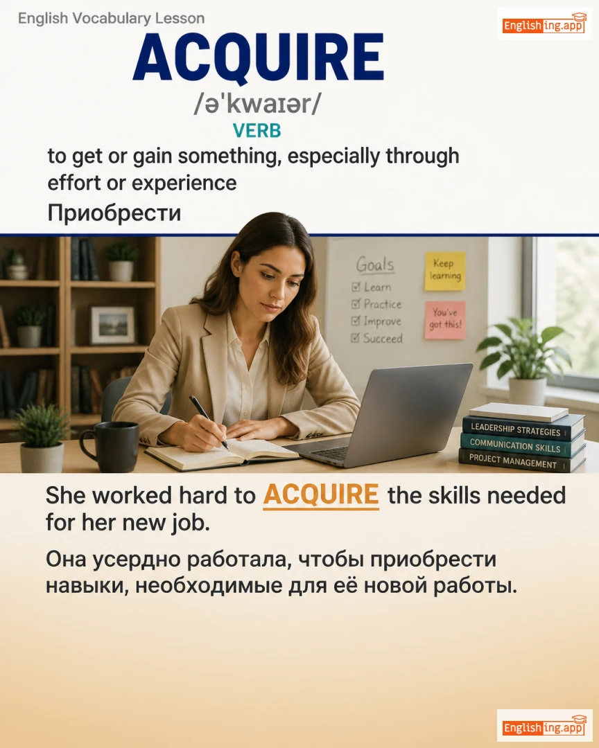 Acquire: English vocabulary meaning and example