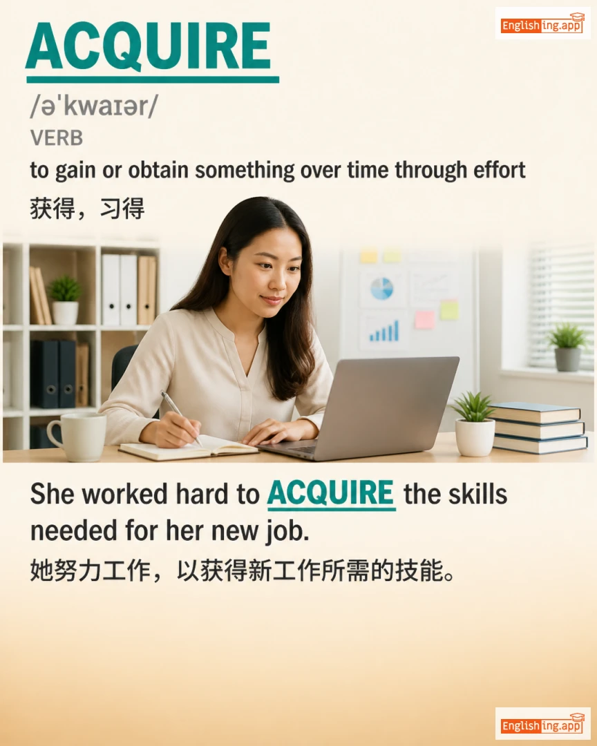 Acquire: English vocabulary meaning and example