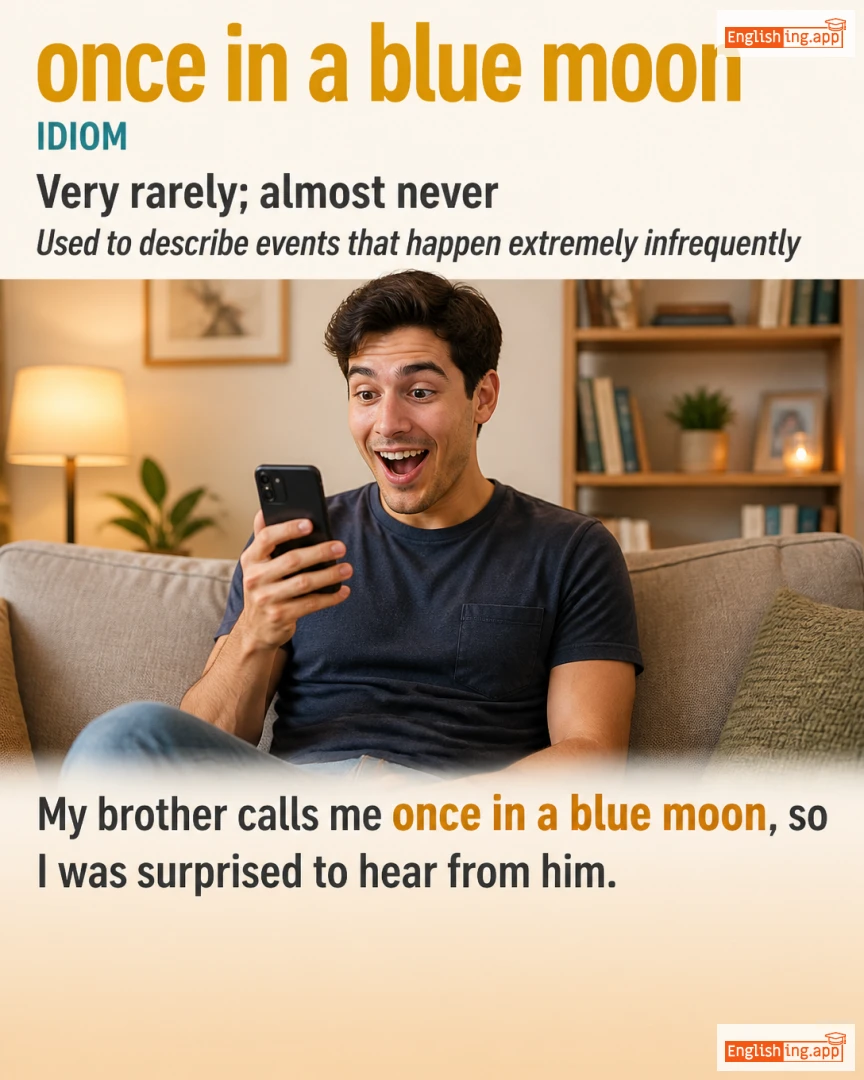 Once In A Blue Moon: English expression meaning and example