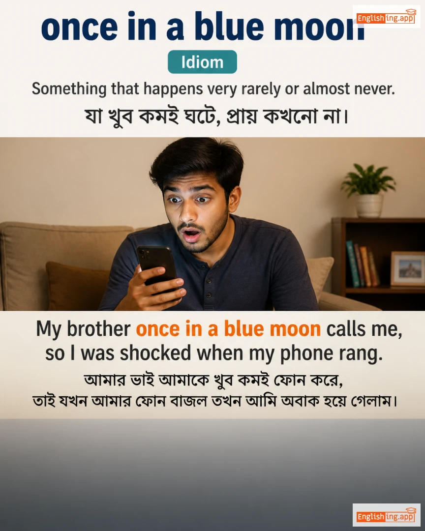 Once In A Blue Moon: English expression meaning and example