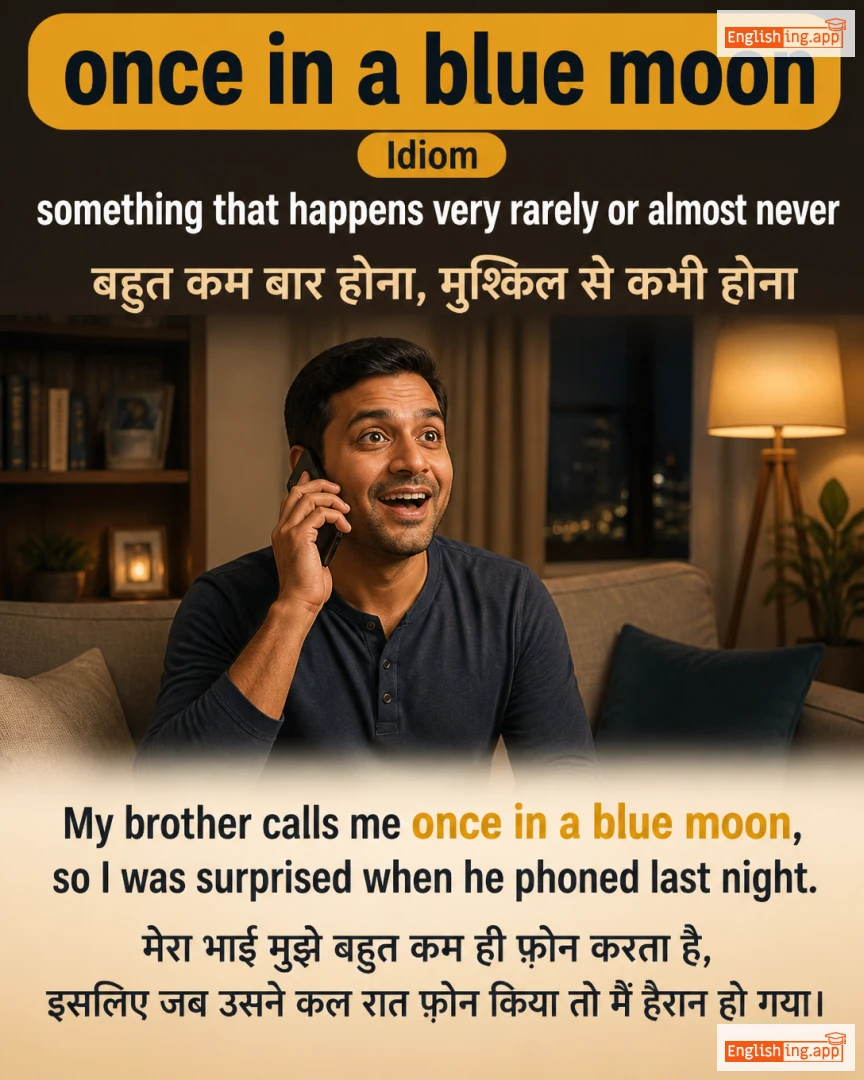 Once In A Blue Moon: English expression meaning and example