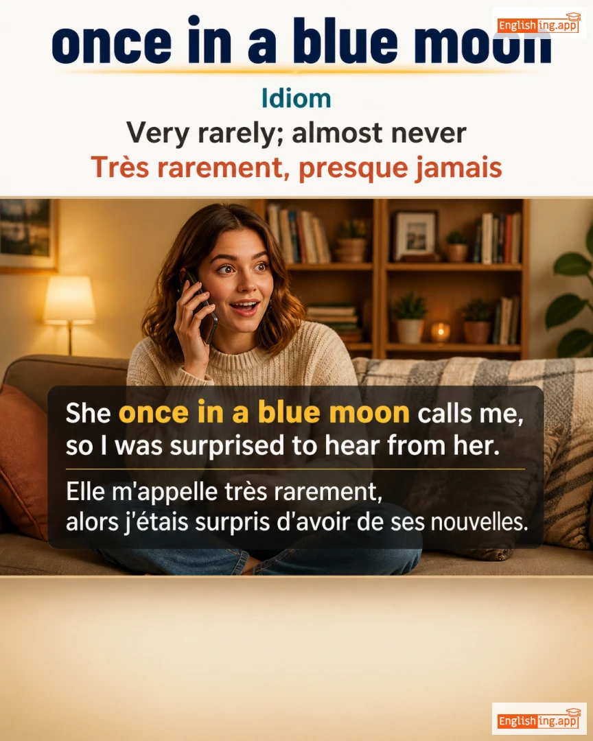 Once In A Blue Moon: English expression meaning and example