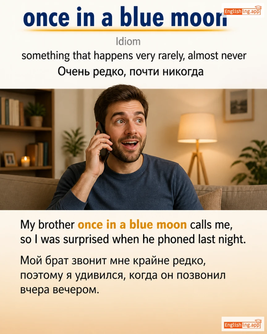 Once In A Blue Moon: English expression meaning and example
