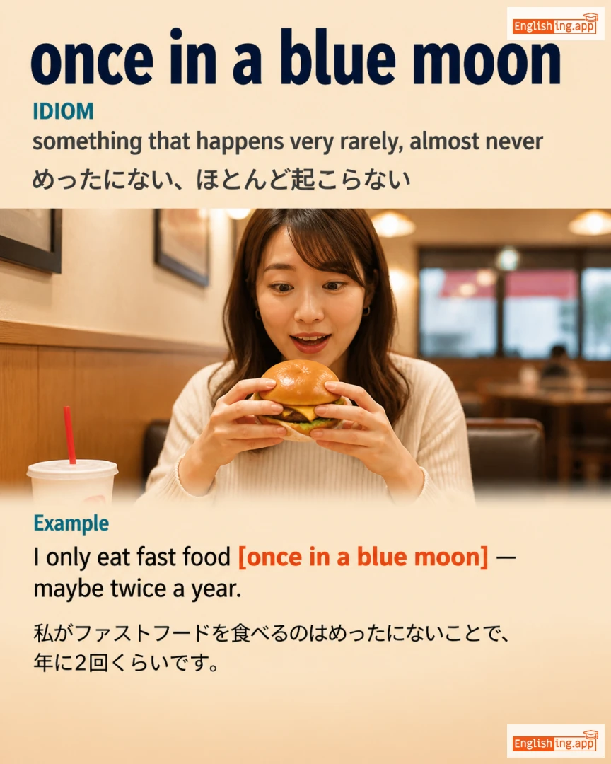 Once In A Blue Moon: English expression meaning and example