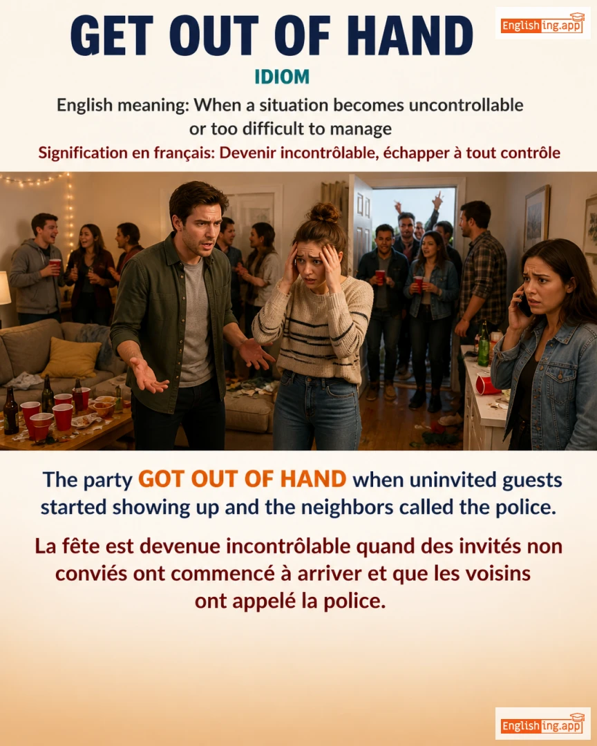 Get Out Of Hand: English expression meaning and example