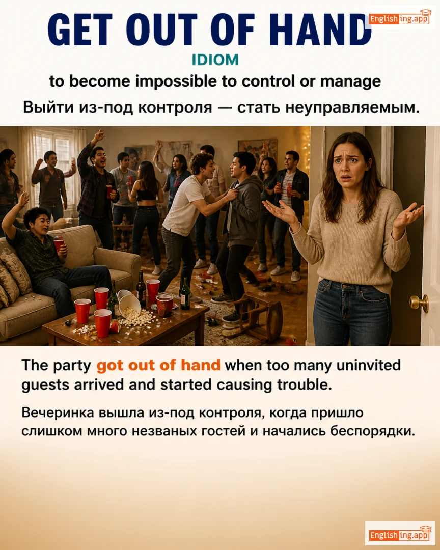 Get Out Of Hand: English expression meaning and example
