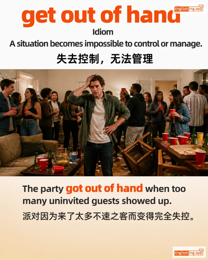 Get Out Of Hand: English expression meaning and example