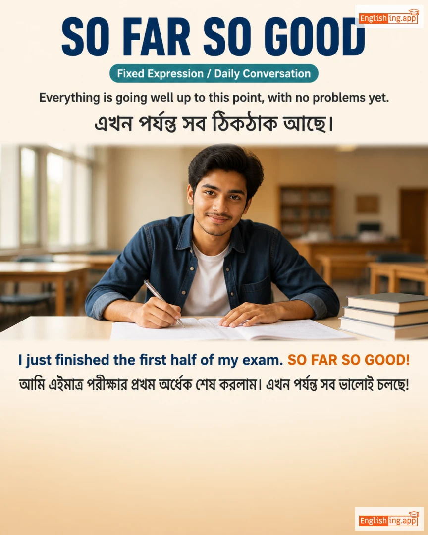 So Far So Good: English expression meaning and example