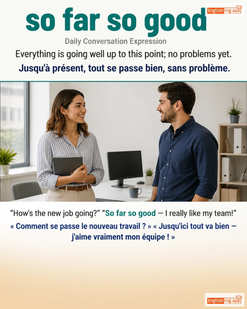 So Far So Good: English expression meaning and example