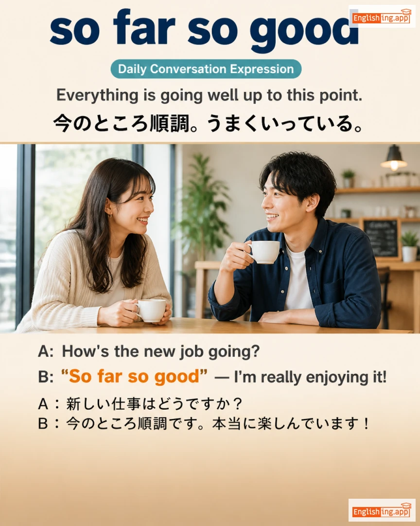 So Far So Good: English expression meaning and example