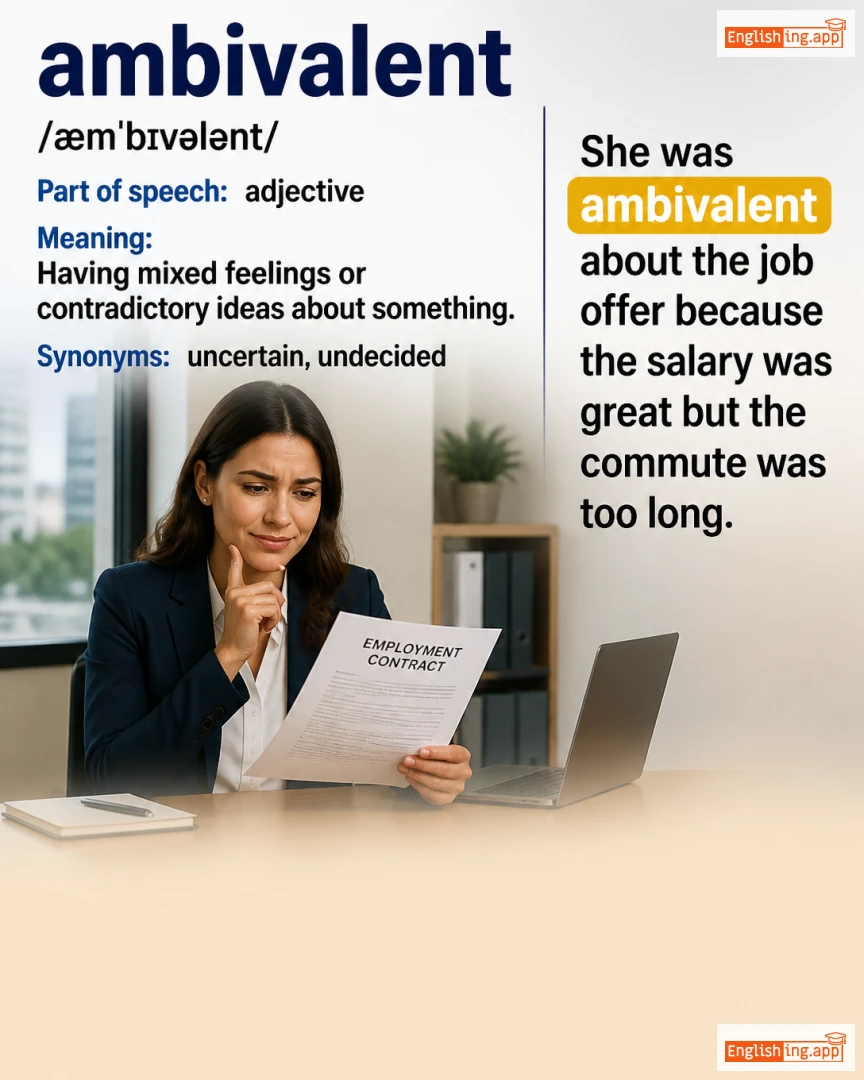 Ambivalent: English vocabulary meaning and example