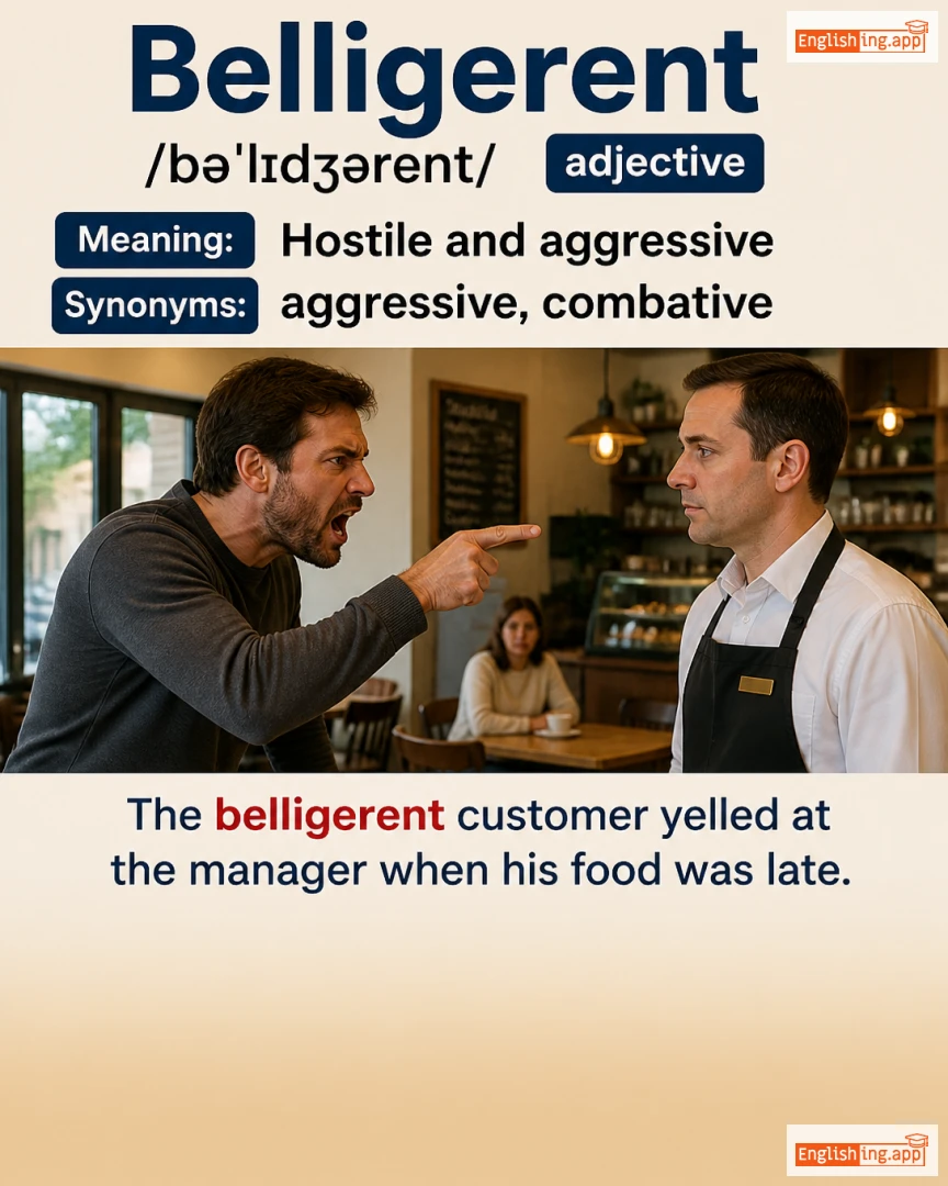 Belligerent: English vocabulary meaning and example