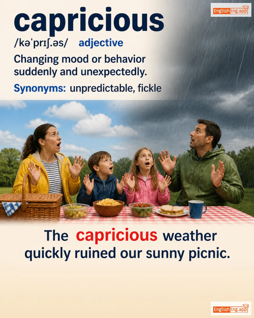 Capricious: English vocabulary meaning and example