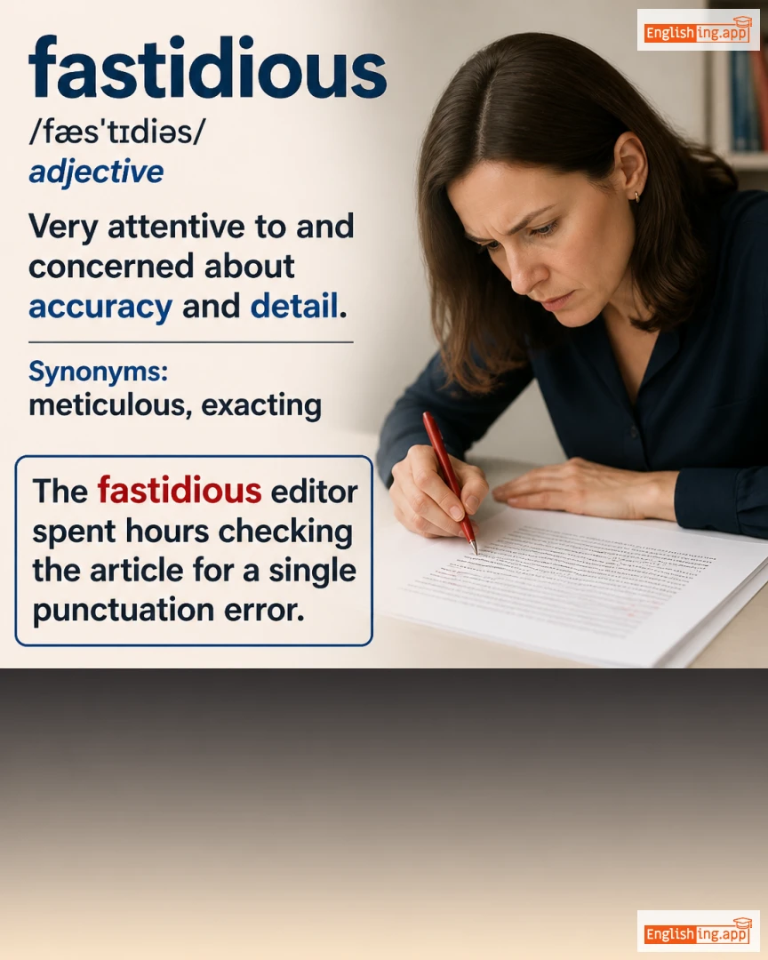 Fastidious: English vocabulary meaning and example