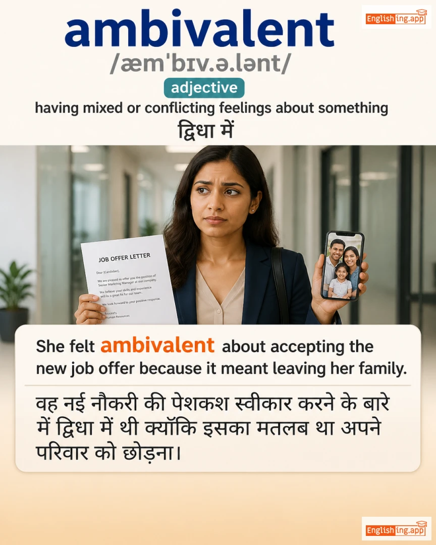 Ambivalent: English vocabulary meaning and example