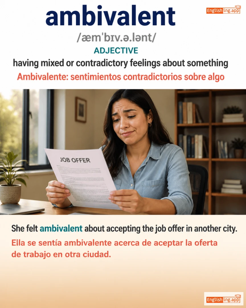 Ambivalent: English vocabulary meaning and example