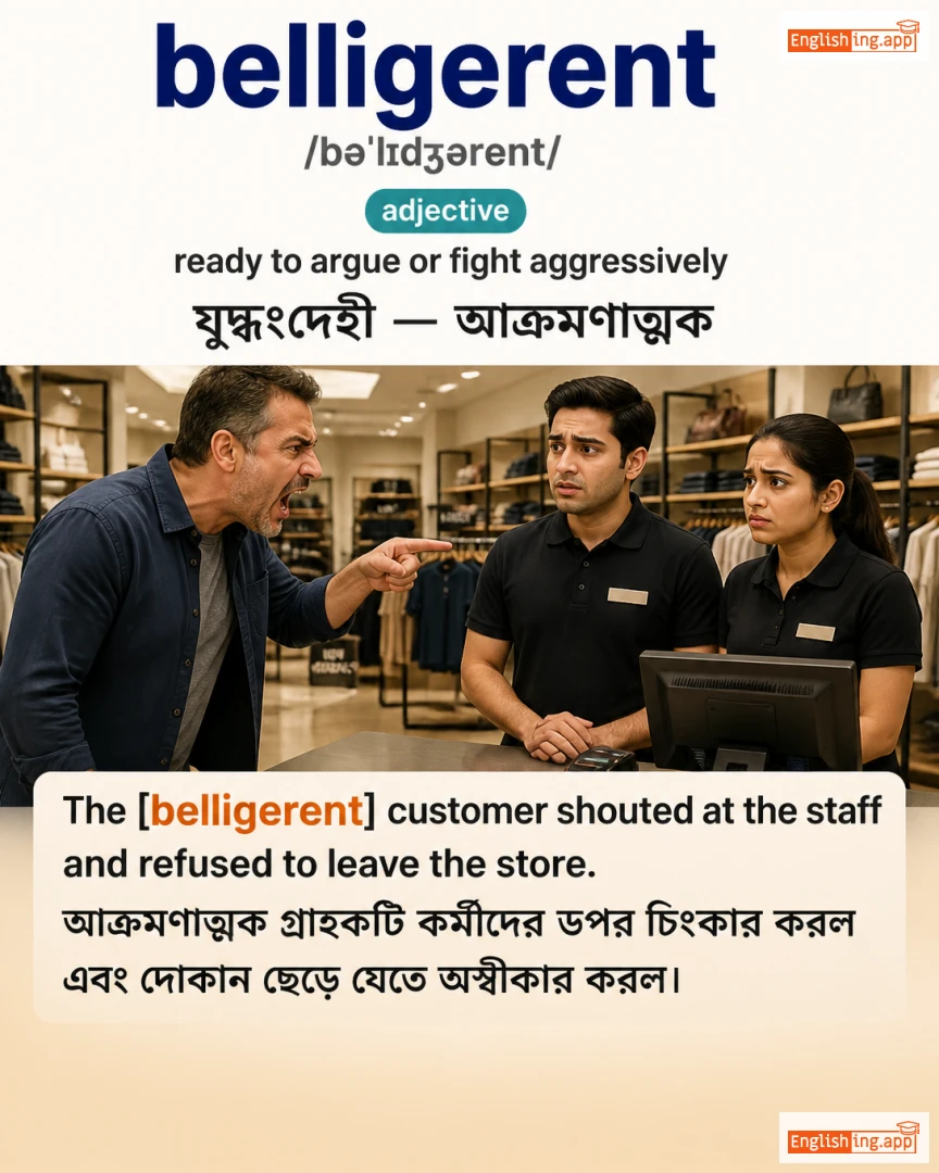 Belligerent: English vocabulary meaning and example