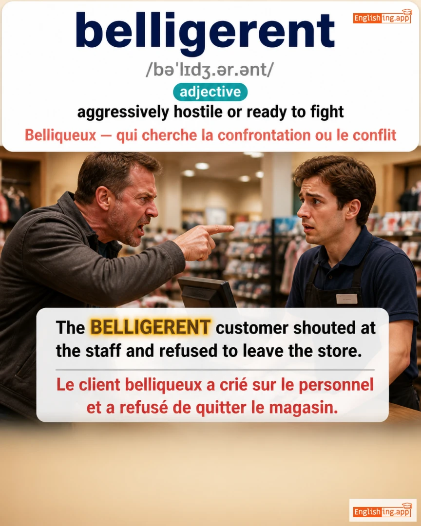 Belligerent: English vocabulary meaning and example