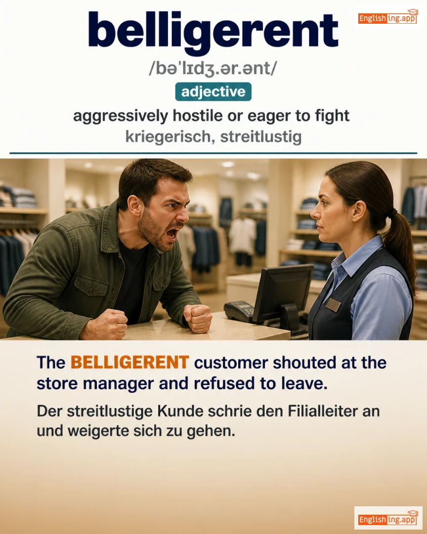 Belligerent: English vocabulary meaning and example