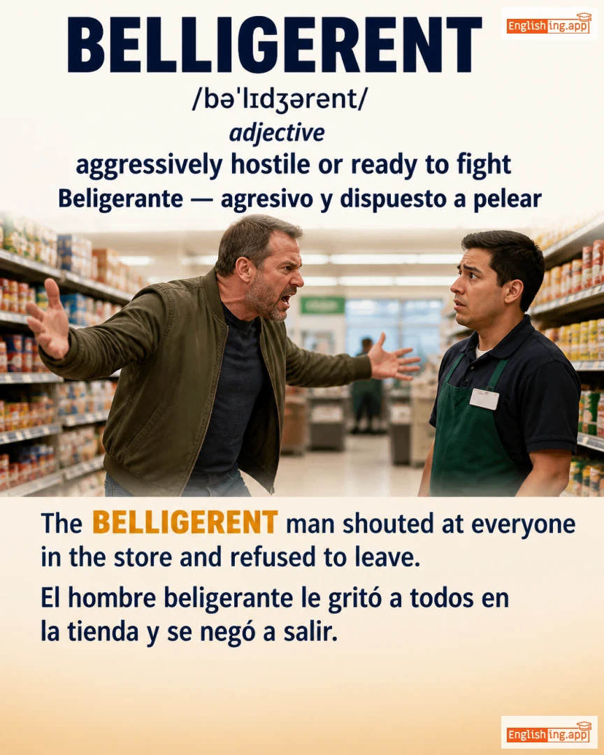 Belligerent: English vocabulary meaning and example