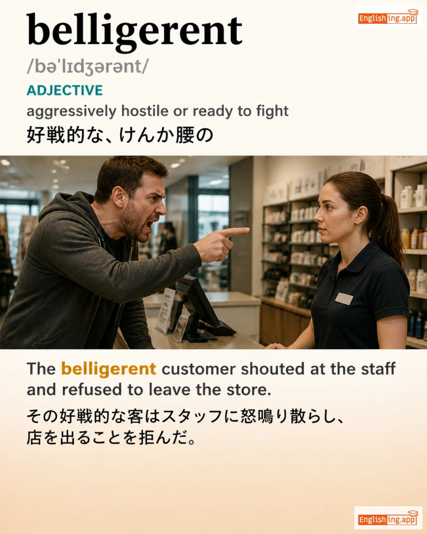 Belligerent: English vocabulary meaning and example