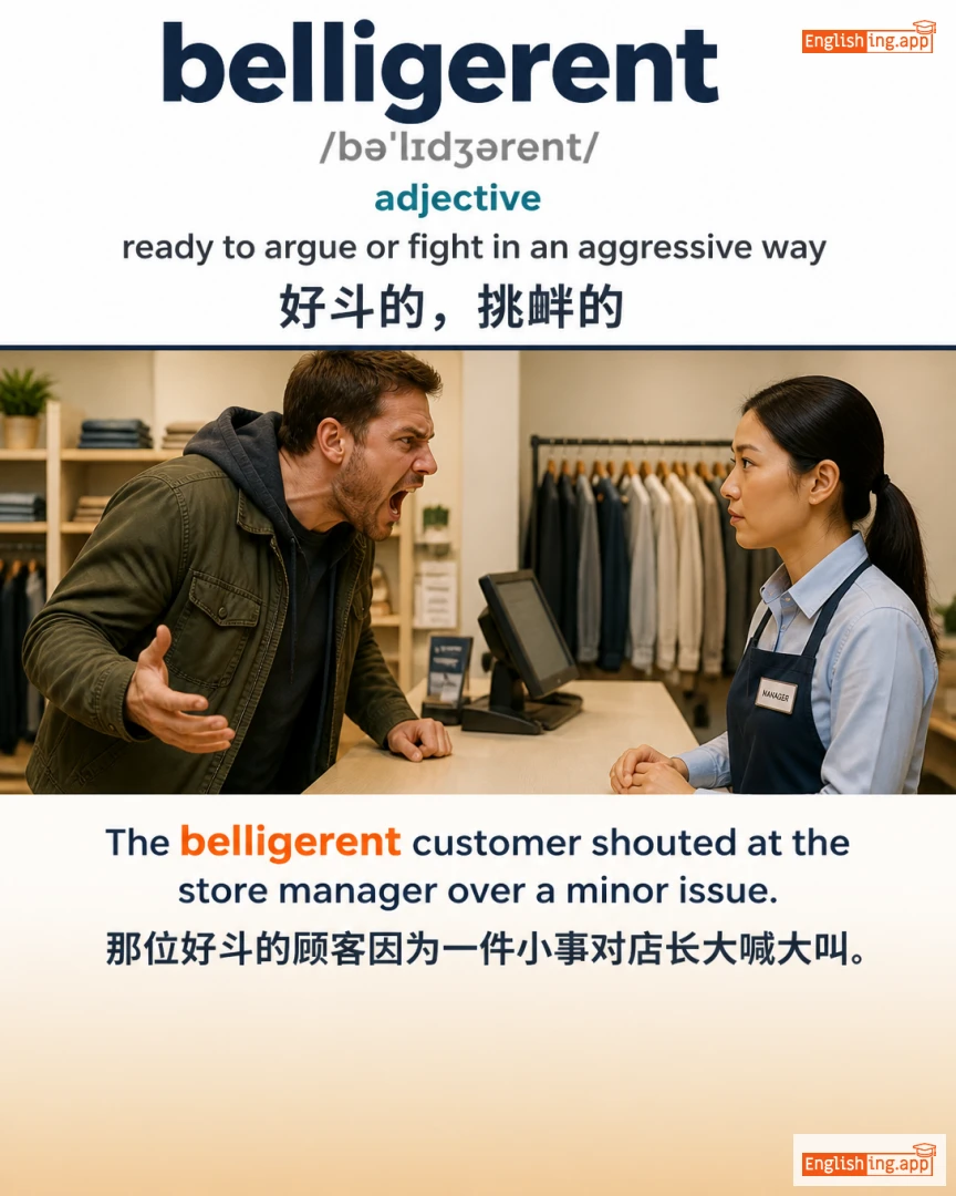 Belligerent: English vocabulary meaning and example