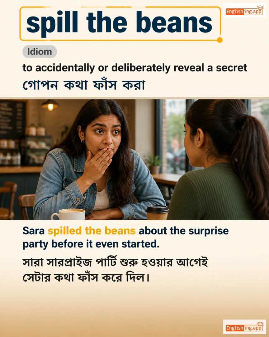 Spill The Beans: English expression meaning and example