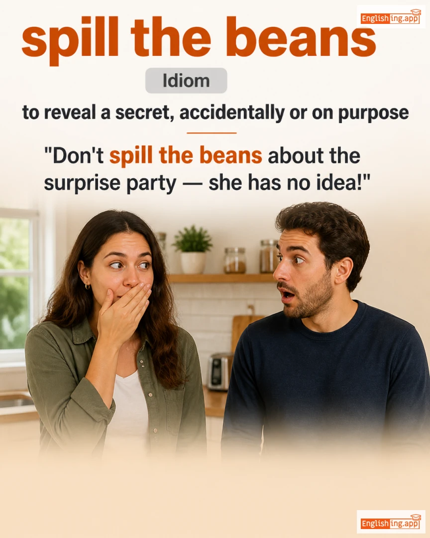 Spill The Beans: English expression meaning and example