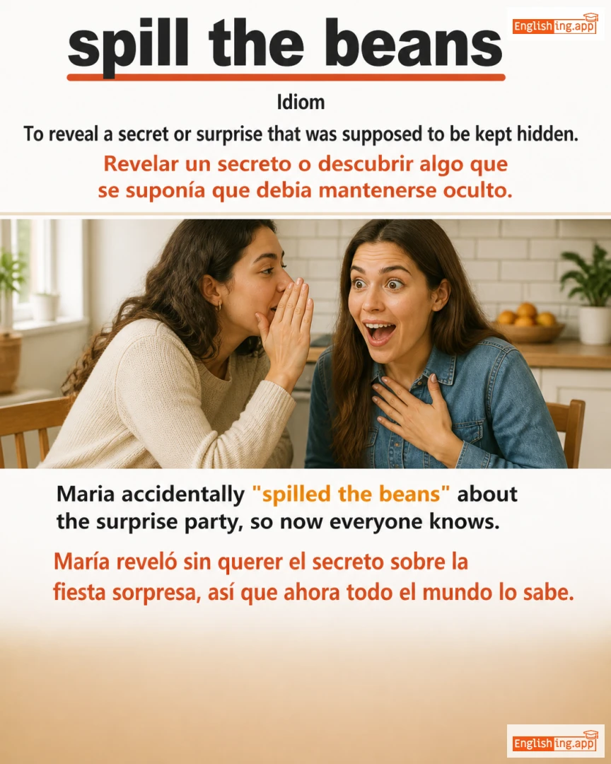 Spill The Beans: English expression meaning and example