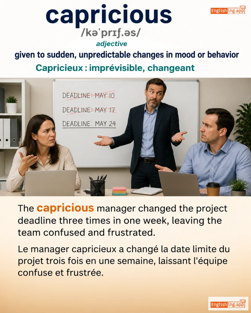Capricious: English vocabulary meaning and example