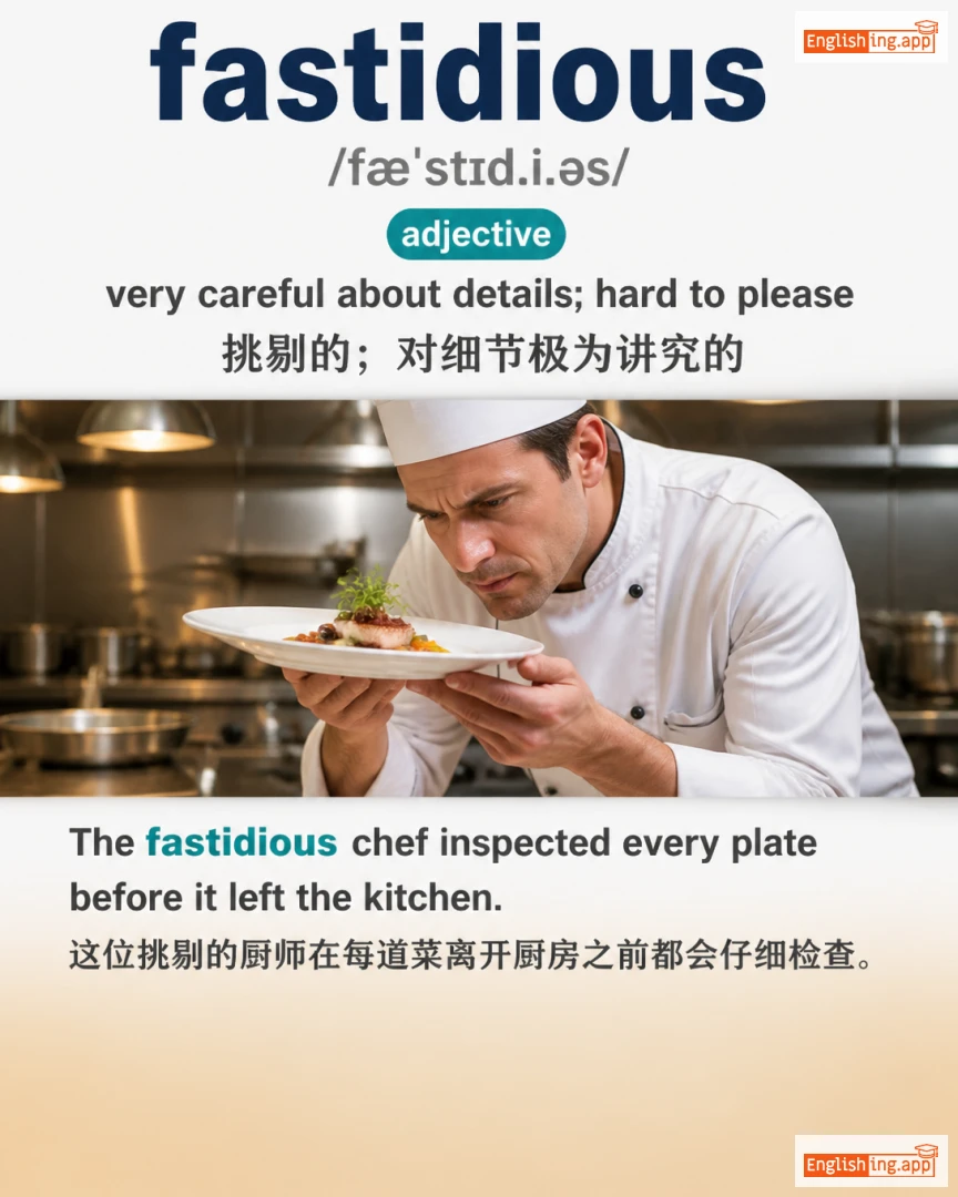 Fastidious: English vocabulary meaning and example