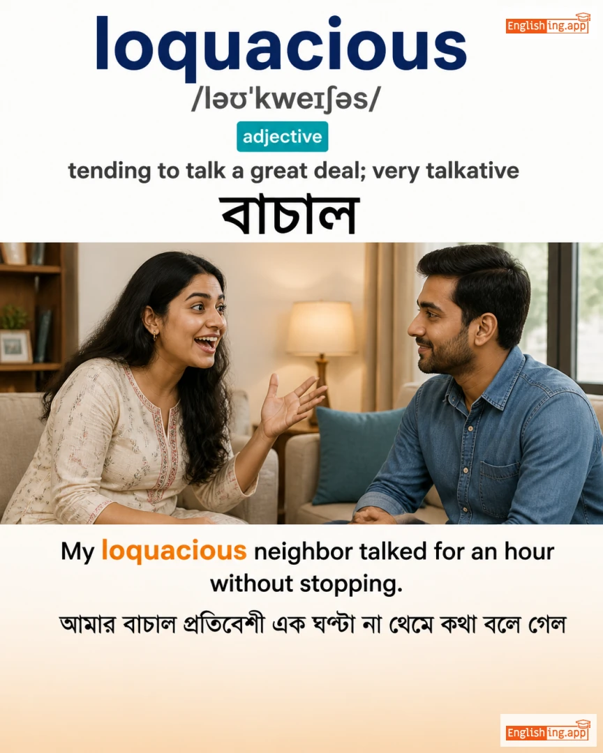 Loquacious: English vocabulary meaning and example