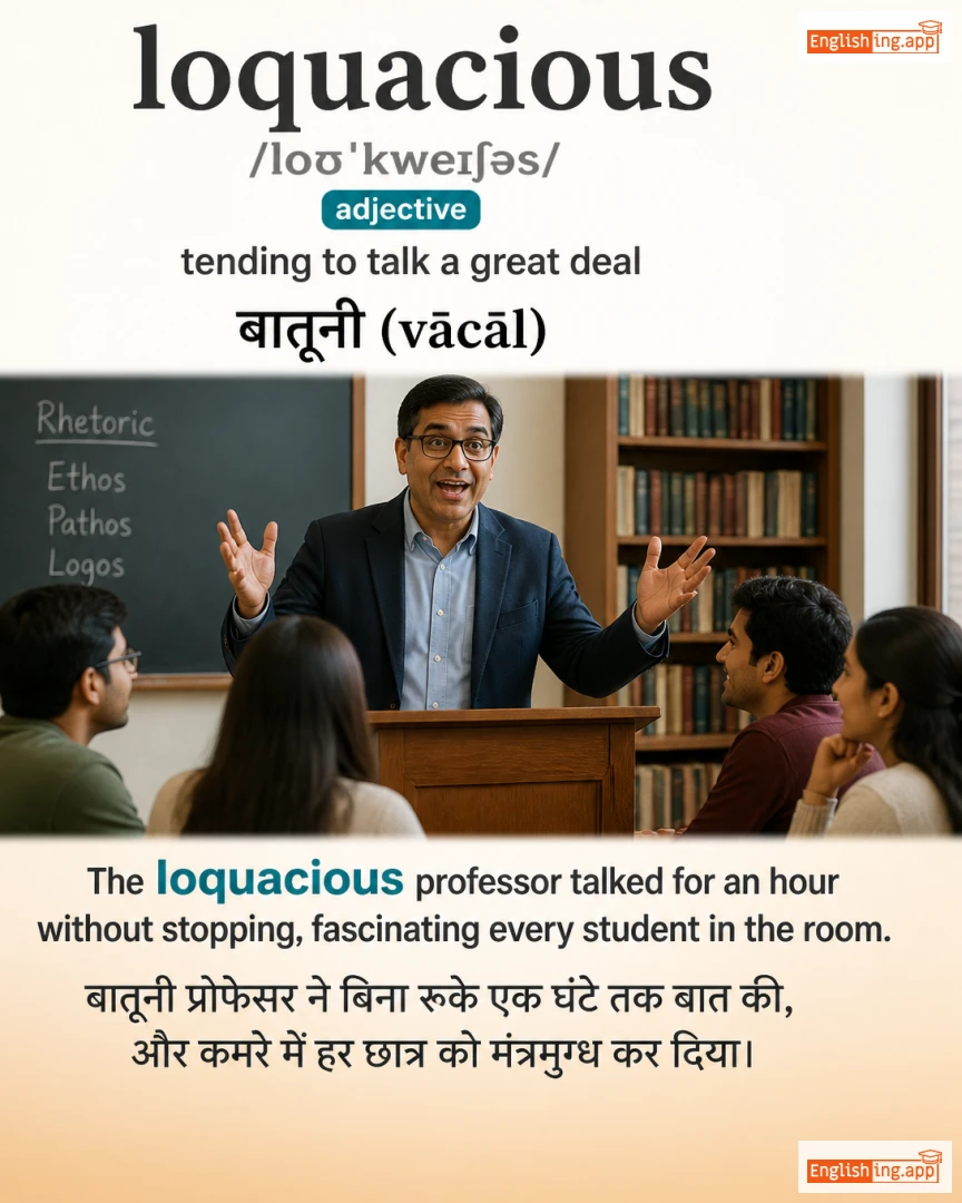 Loquacious: English vocabulary meaning and example