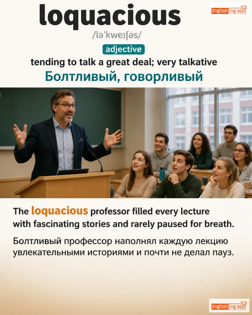 Loquacious: English vocabulary meaning and example