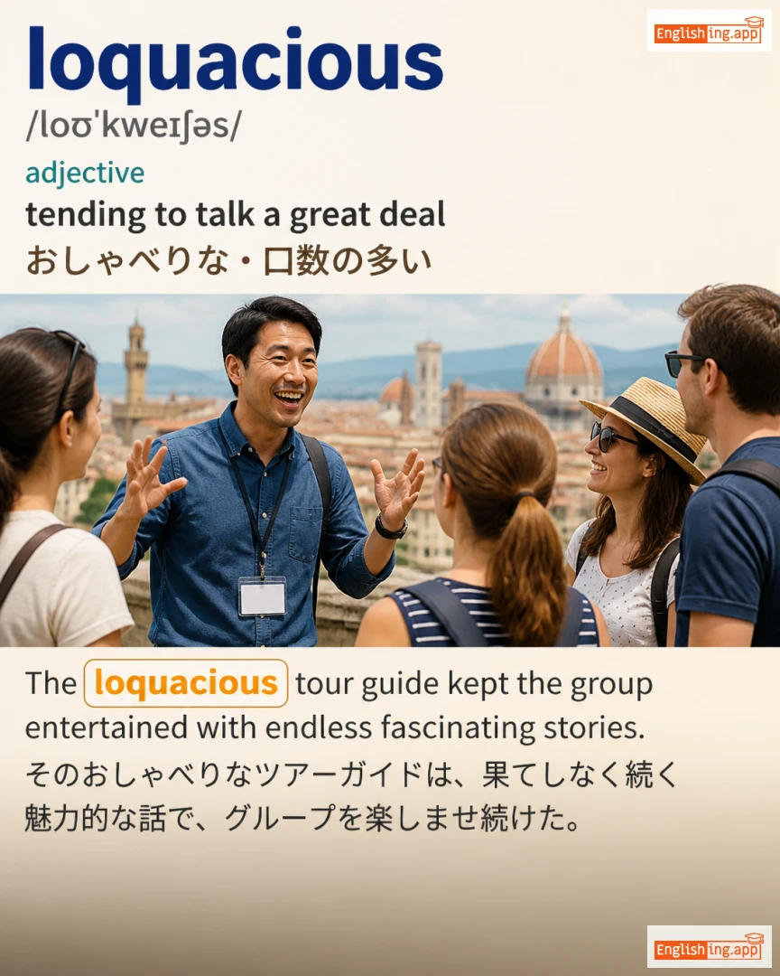 Loquacious: English vocabulary meaning and example