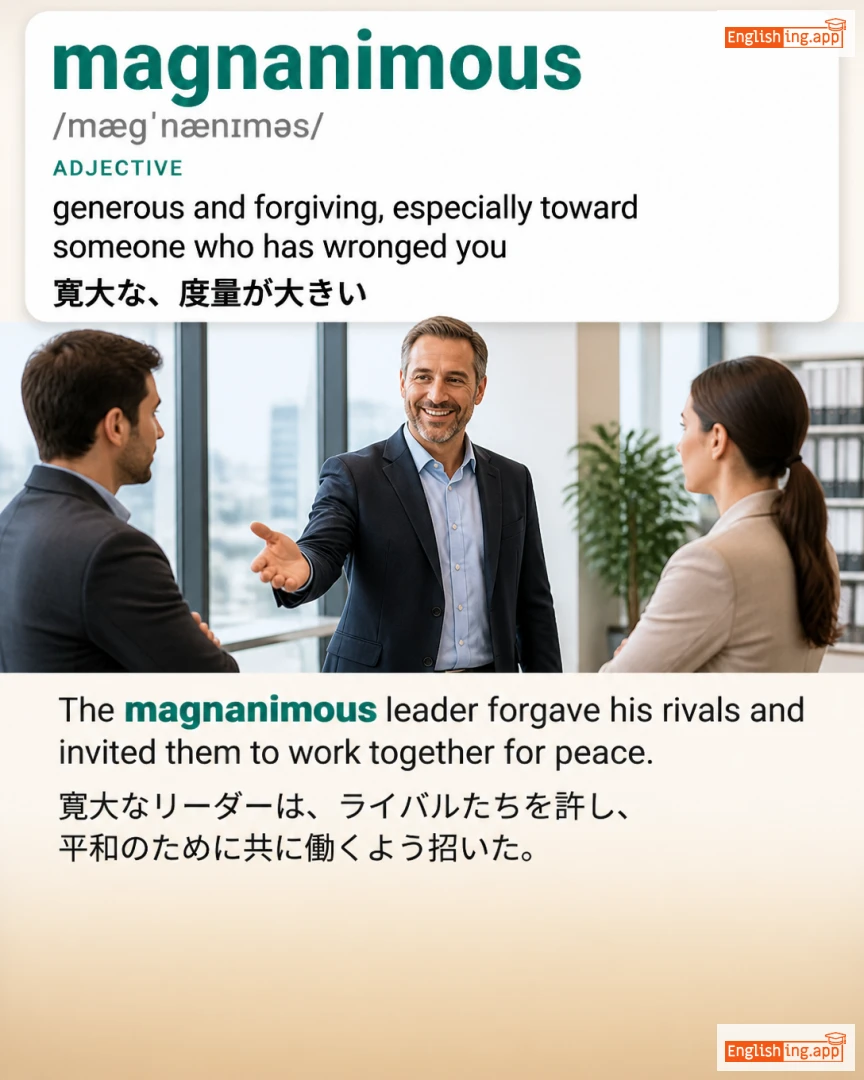 Magnanimous: English vocabulary meaning and example