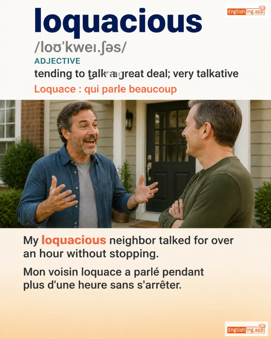 Loquacious: English vocabulary meaning and example