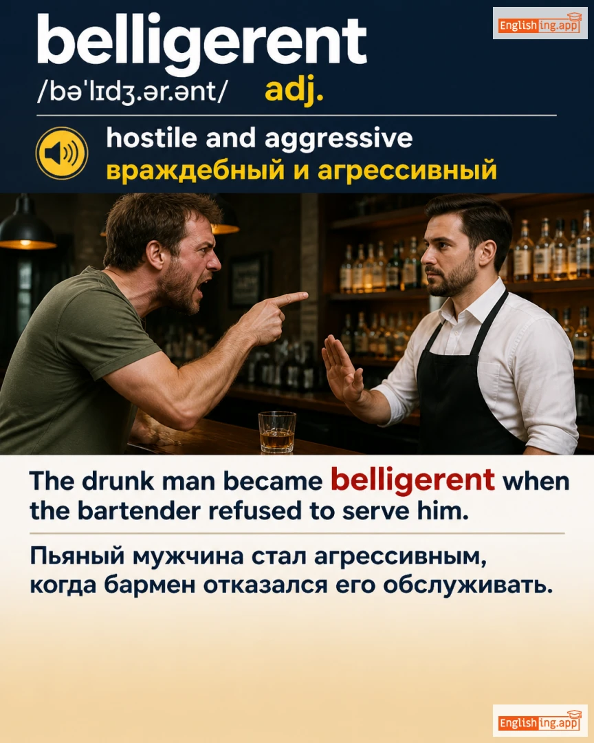 Belligerent: English vocabulary meaning and example
