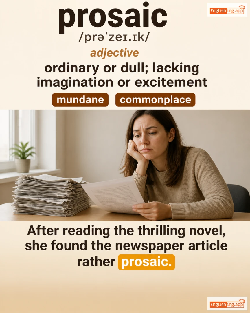 Prosaic: English vocabulary meaning and example