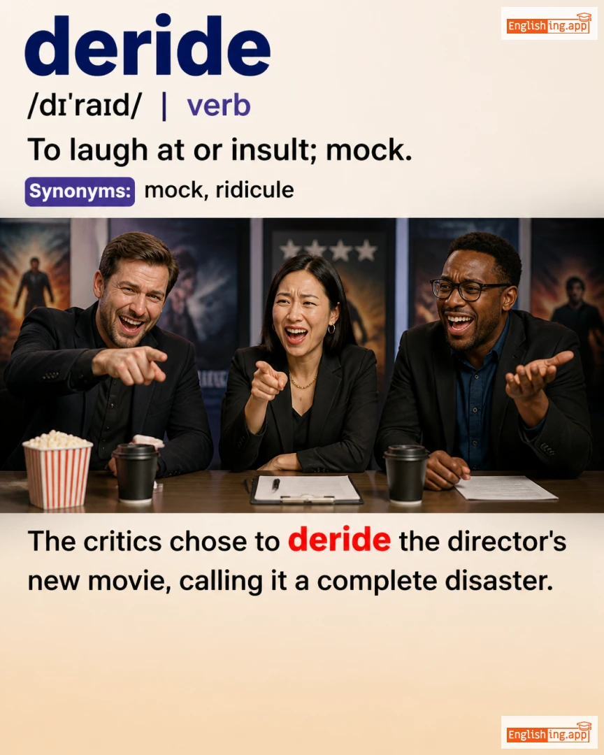 Deride: English vocabulary meaning and example