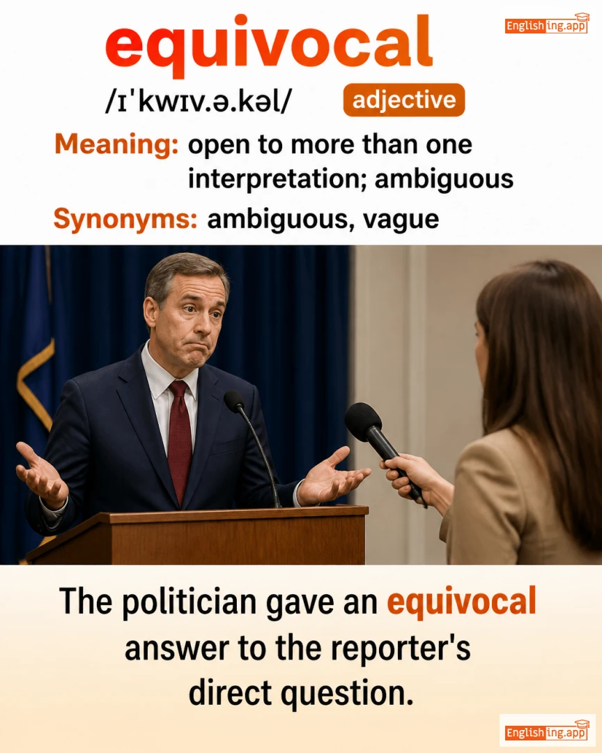 Equivocal: English vocabulary meaning and example