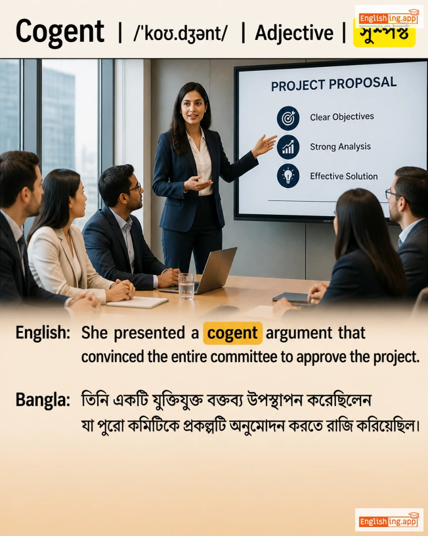 Cogent: English vocabulary meaning and example