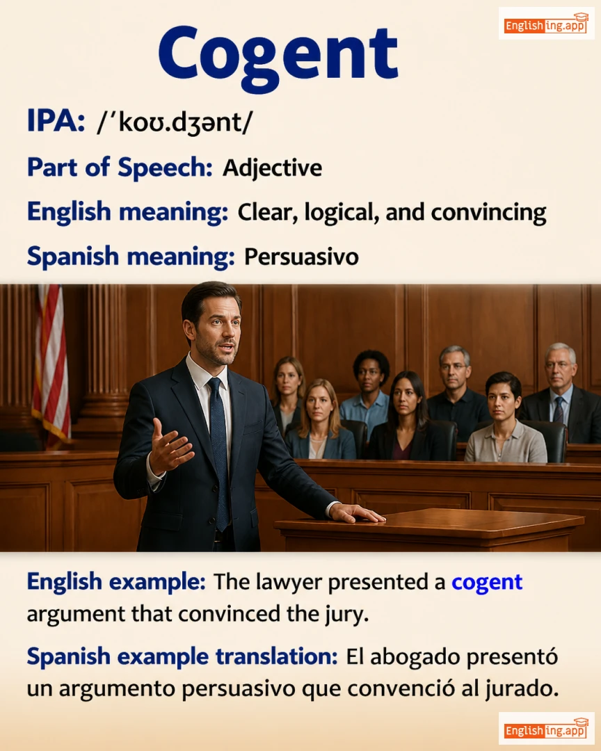 Cogent: English vocabulary meaning and example
