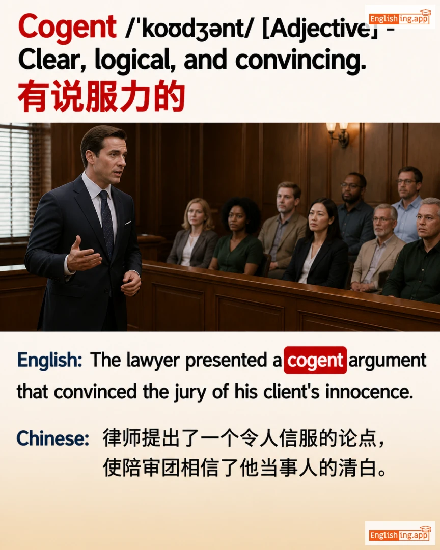 Cogent: English vocabulary meaning and example