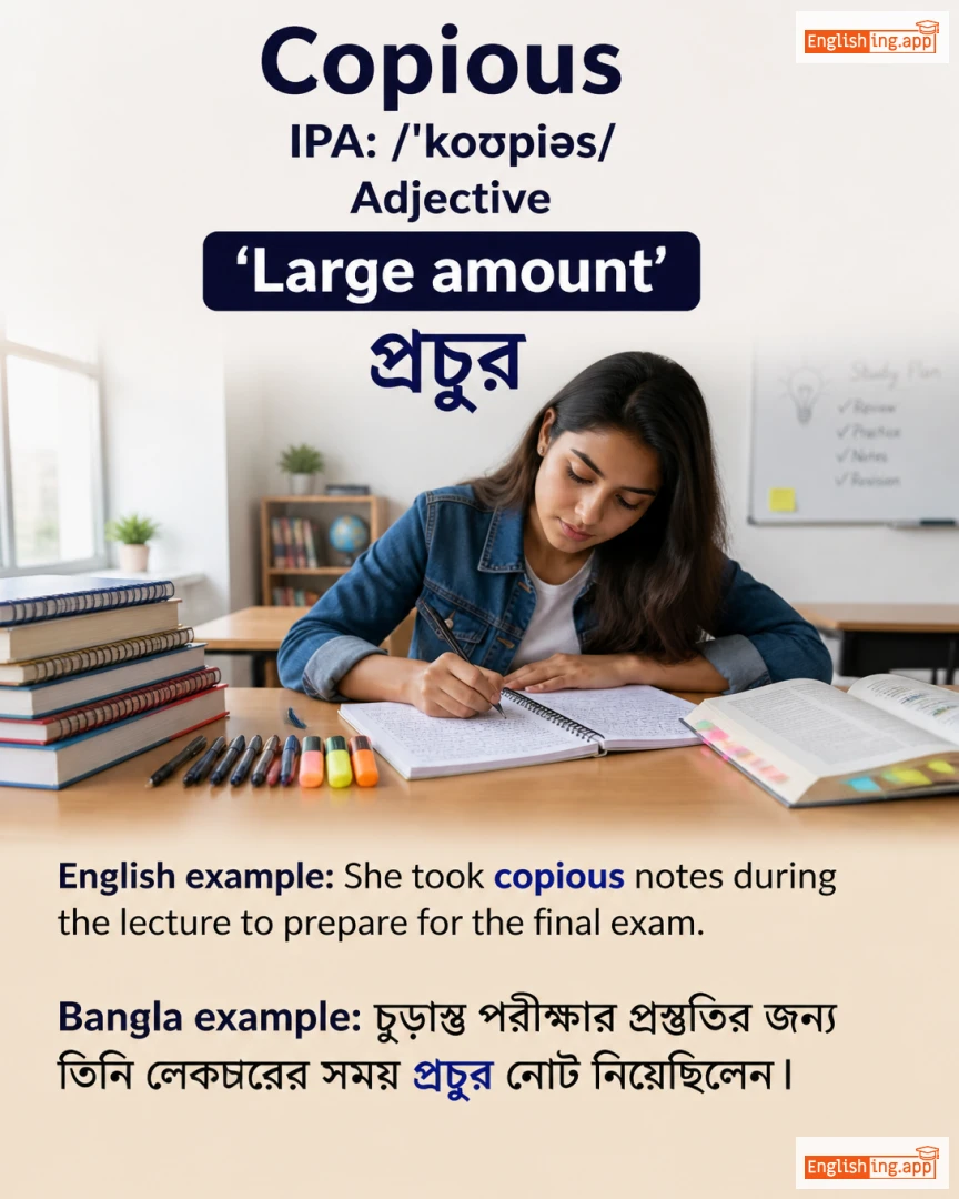 Copious: English vocabulary meaning and example