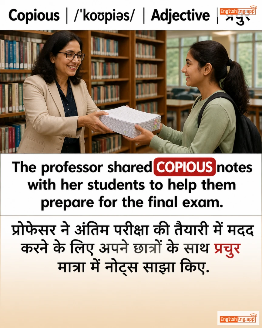 Copious: English vocabulary meaning and example