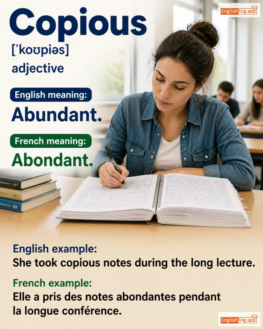 Copious: English vocabulary meaning and example