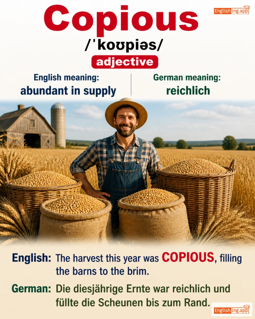 Copious: English vocabulary meaning and example